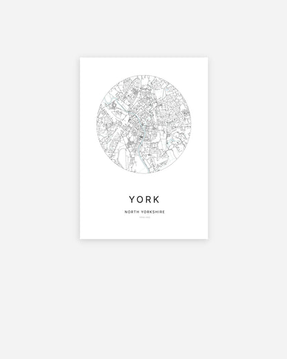 City map of York in a minimalist design.
